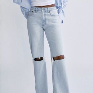 Abercrombie & Fitch Light Blue Distressed Flare Jeans